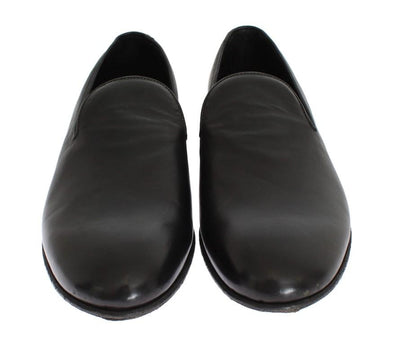 Black Leather Loafers Shoes