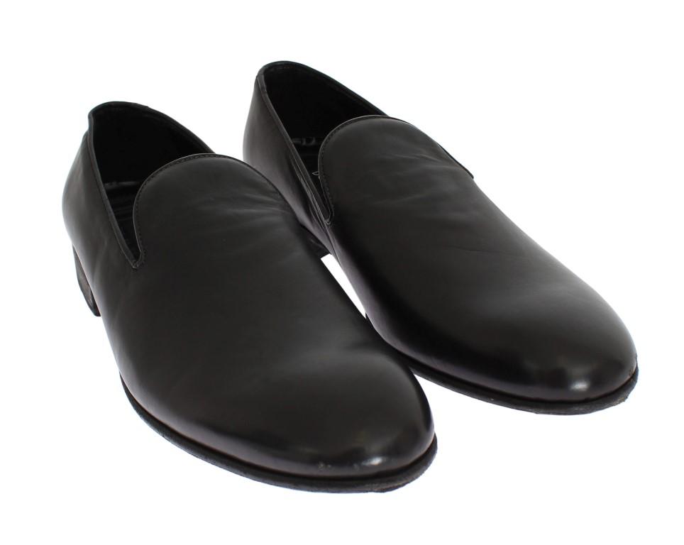 Black Leather Loafers Shoes