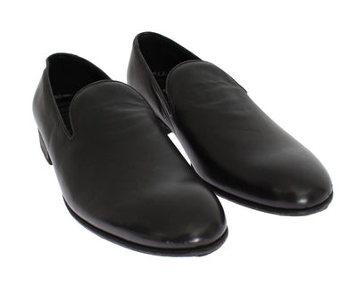 Black Leather Loafers Shoes