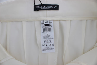 White Dress Wool Capri High Waist Pants