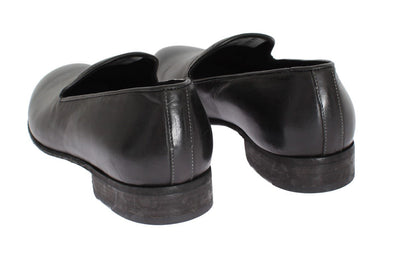 Black Leather Loafers Shoes