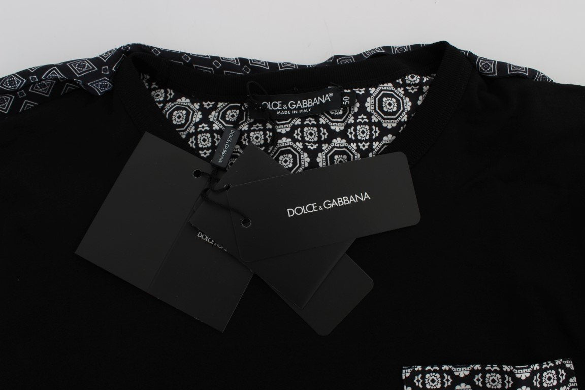 Black Cotton Baroque Silk Scarf T-shirt