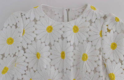 White Floral Ricamo Sheath Gown Dress