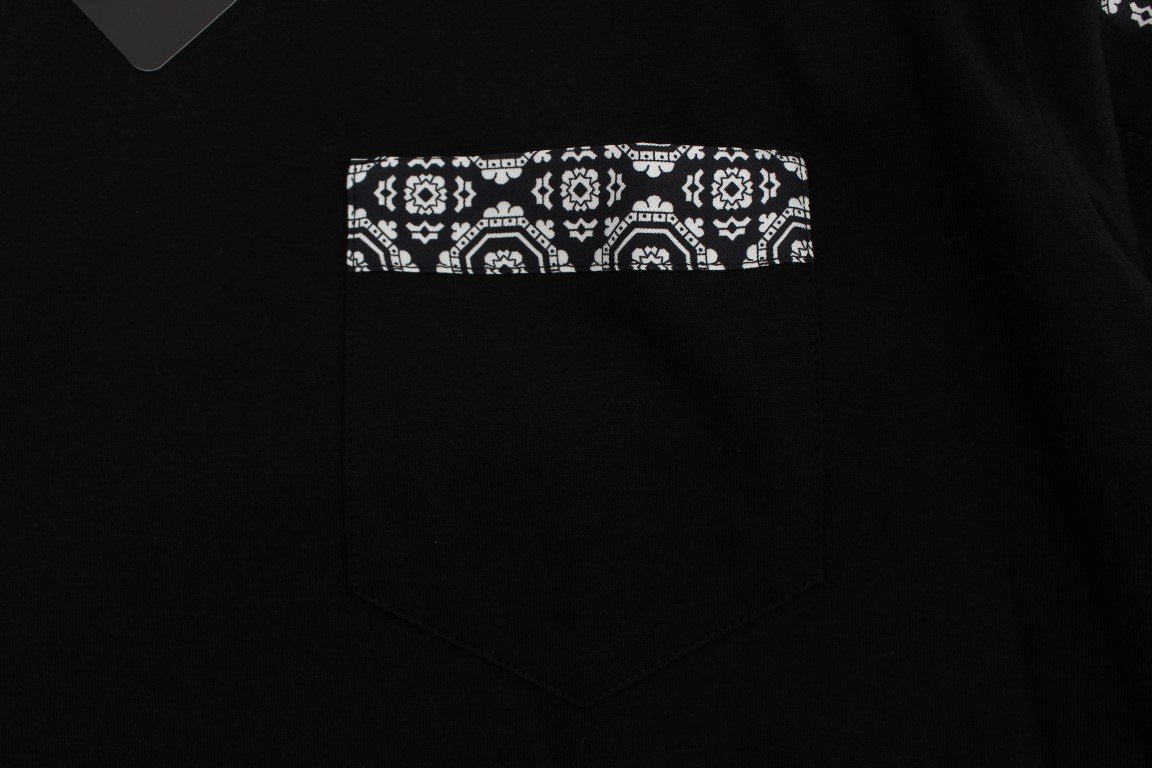 Black Cotton Baroque Silk Scarf T-shirt