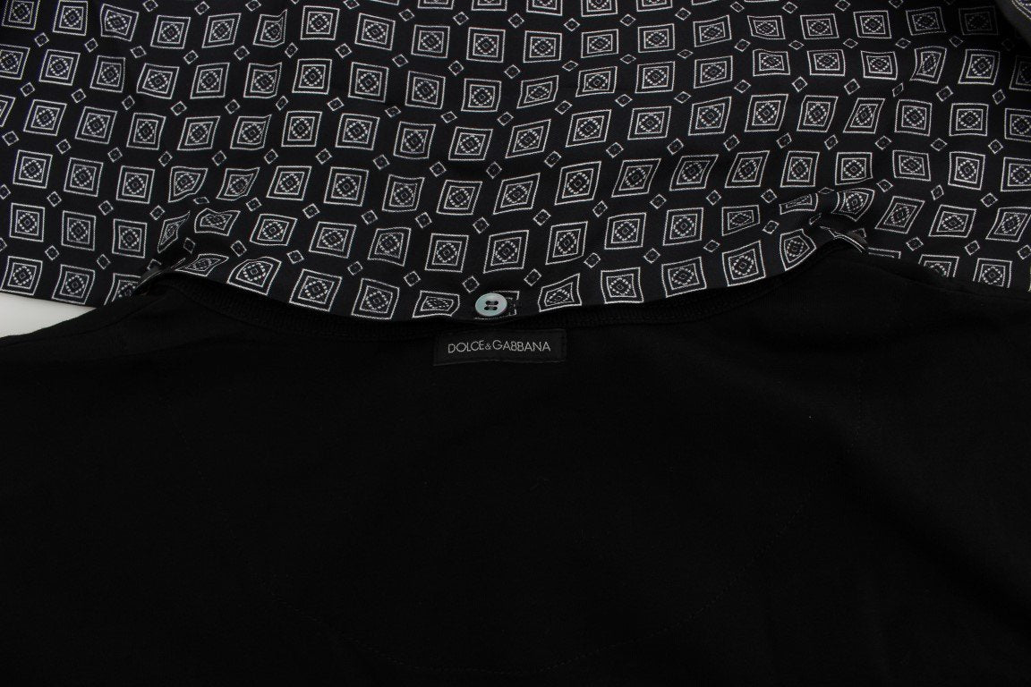 Black Cotton Baroque Silk Scarf T-shirt