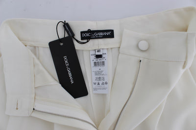 White Dress Wool Capri High Waist Pants