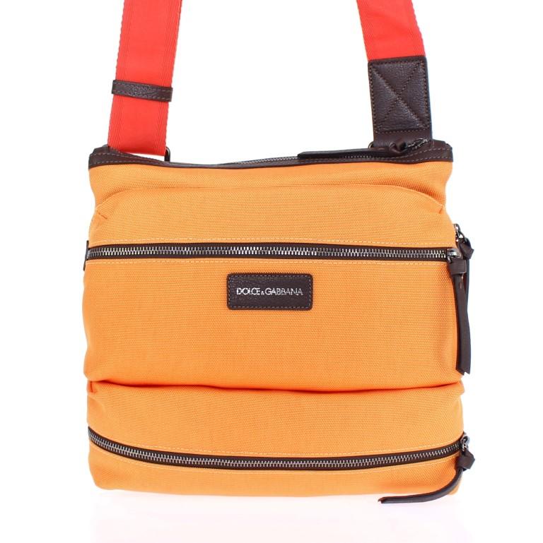 Orange denim messenger bag