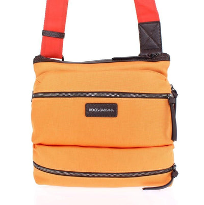 Orange denim messenger bag