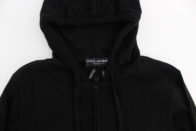 Black Zipper Hooded Cotton Cashmere Sweater