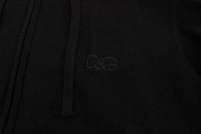 Black Zipper Hooded Cotton Cashmere Sweater