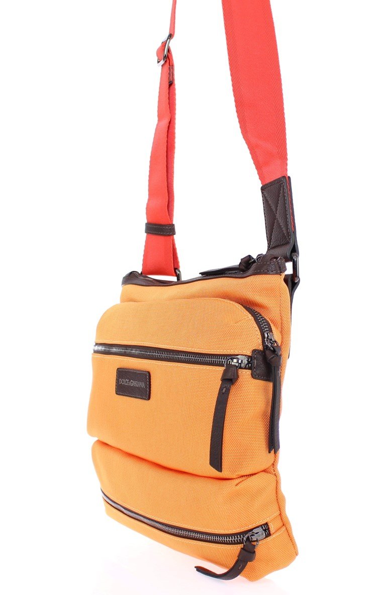 Orange denim messenger bag