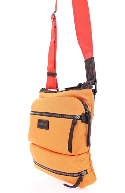Orange denim messenger bag