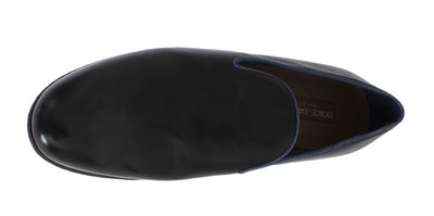 Black Blue Leather Loafers