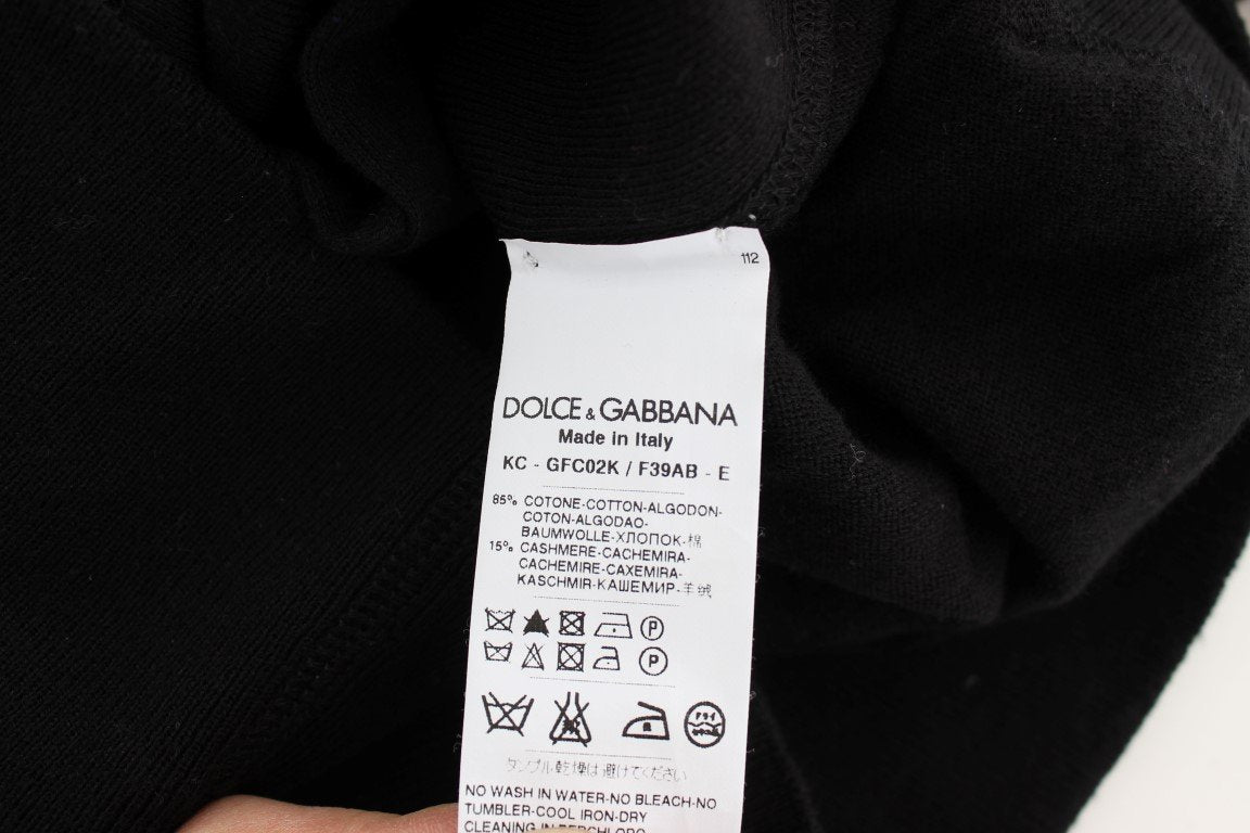 Black Zipper Hooded Cotton Cashmere Sweater