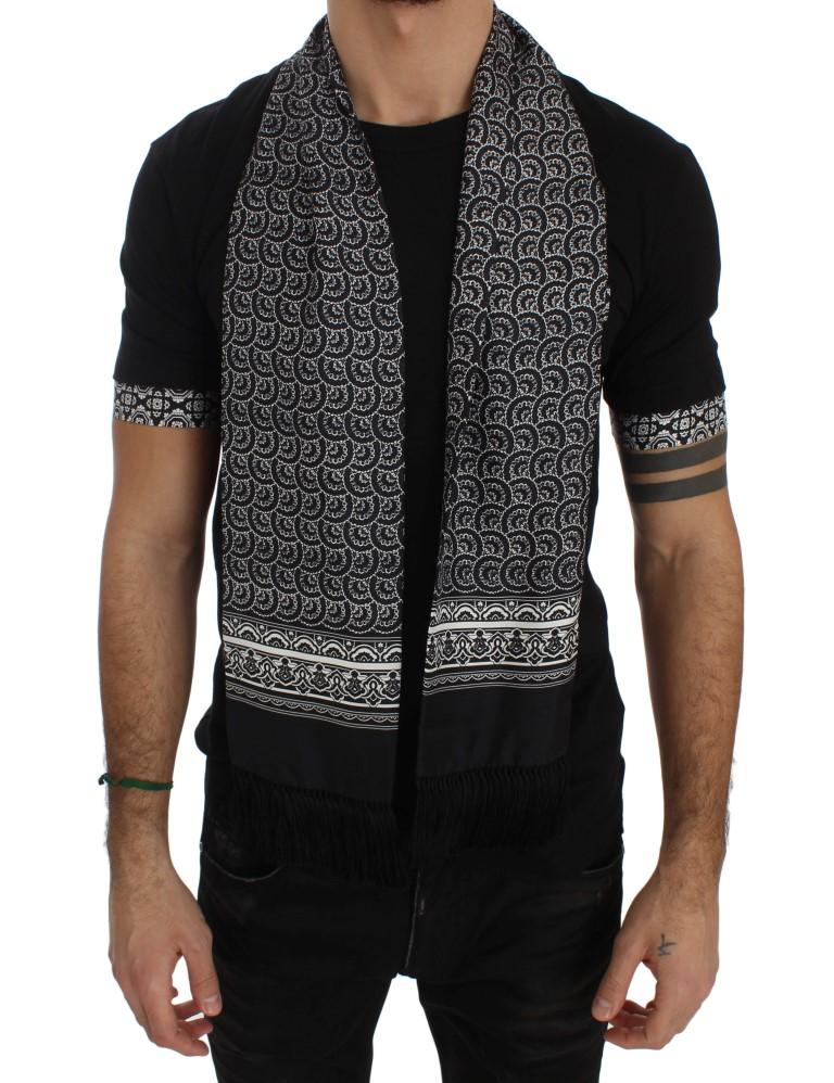 Black Cotton Baroque Silk Scarf T-shirt