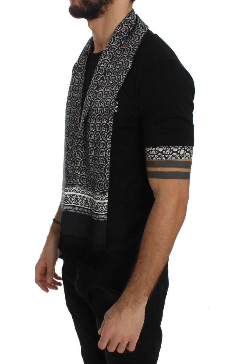Black Cotton Baroque Silk Scarf T-shirt