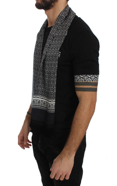 Black Cotton Baroque Silk Scarf T-shirt