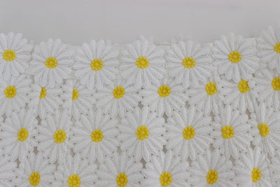 White Floral Ricamo A-Line Skirt