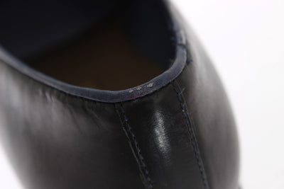 Black Blue Leather Loafers