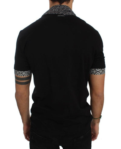 Black Cotton Baroque Silk Scarf T-shirt