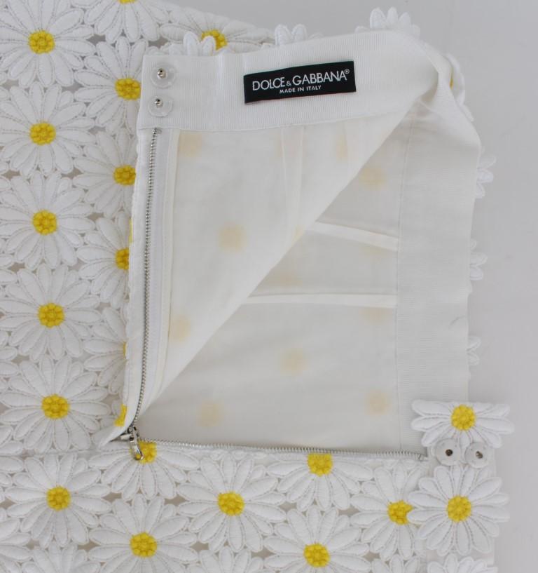 White Floral Ricamo A-Line Skirt