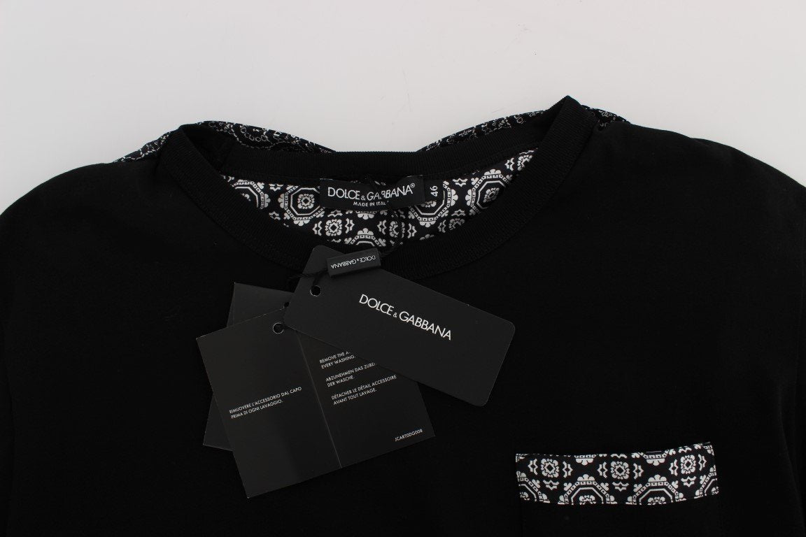 Black Cotton Baroque Silk Scarf T-shirt