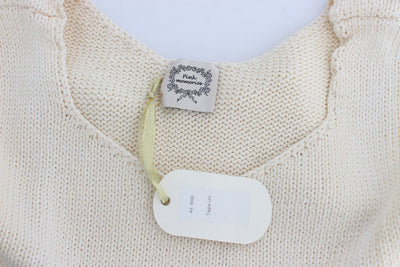 Beige Cotton Blend Knitted Sleeveless Sweater