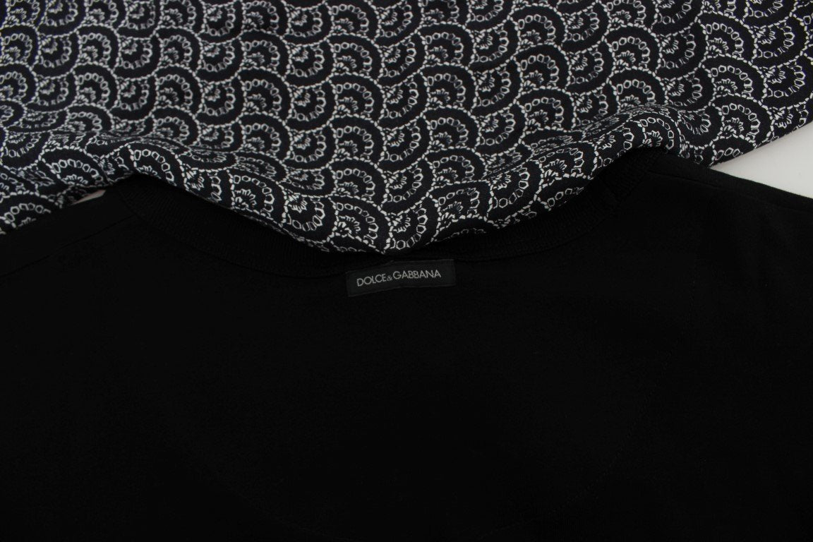 Black Cotton Baroque Silk Scarf T-shirt