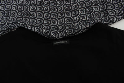 Black Cotton Baroque Silk Scarf T-shirt