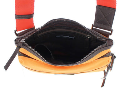 Orange denim messenger bag
