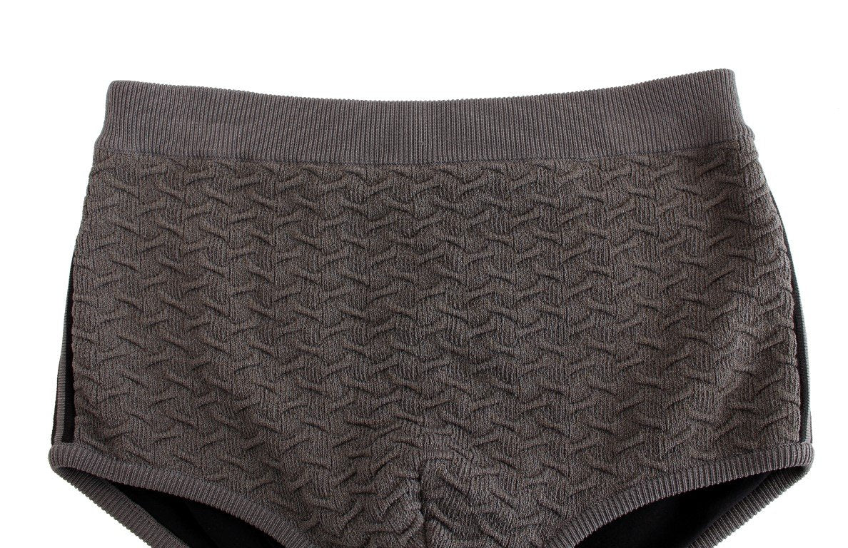Gray Cotten Blend Logo Casual Short Shorts