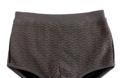 Gray Cotten Blend Logo Casual Short Shorts