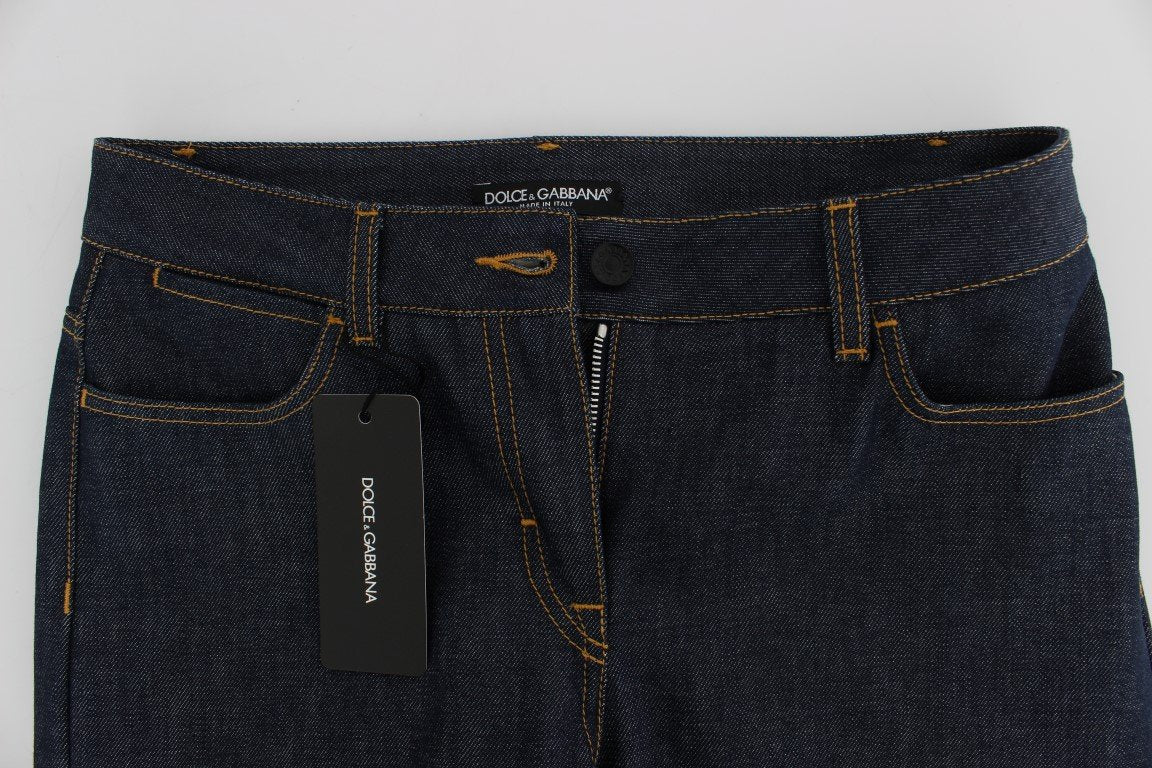 Blue Denim Cotton Stretch CAPRI Jeans
