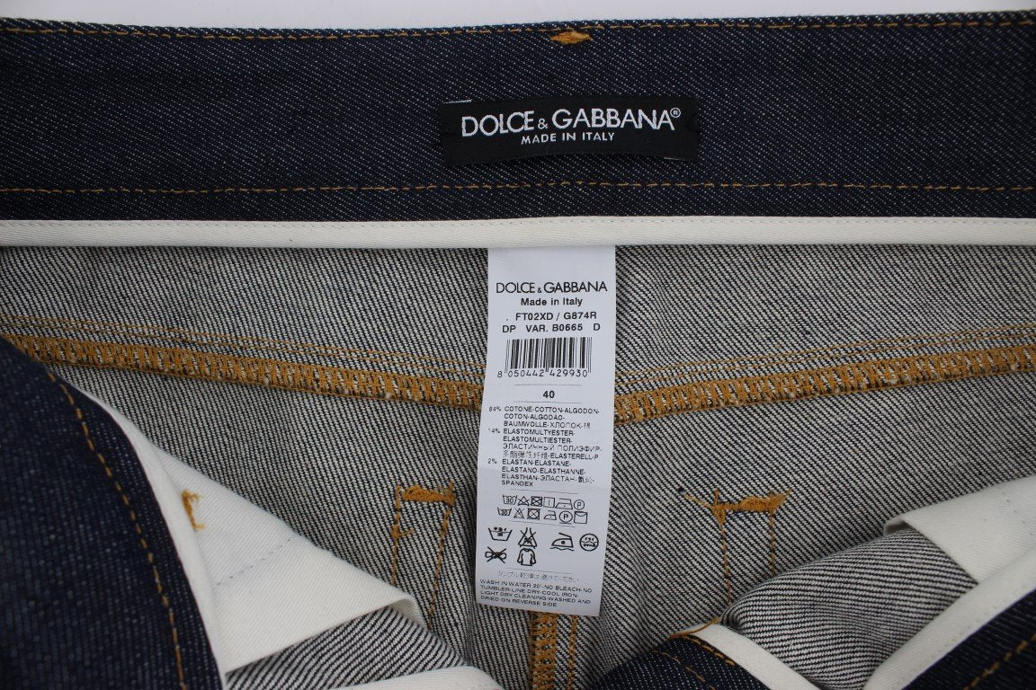 Blue Denim Cotton Stretch CAPRI Jeans