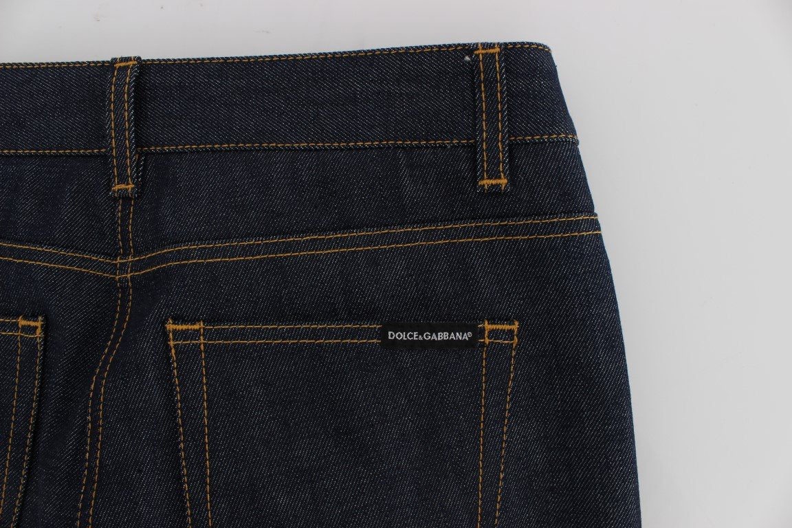 Blue Denim Cotton Stretch CAPRI Jeans