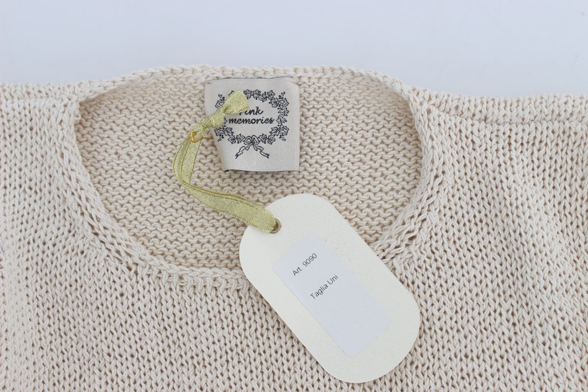 Beige Cotton Blend Knitted Sleeveless Sweater