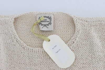Beige Cotton Blend Knitted Sleeveless Sweater