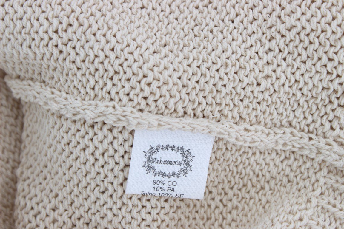 Beige Cotton Blend Knitted Sleeveless Sweater