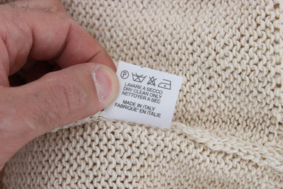 Beige Cotton Blend Knitted Sleeveless Sweater