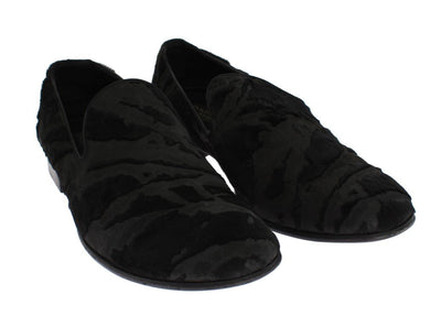 Black Leather Pony Hair Loafers