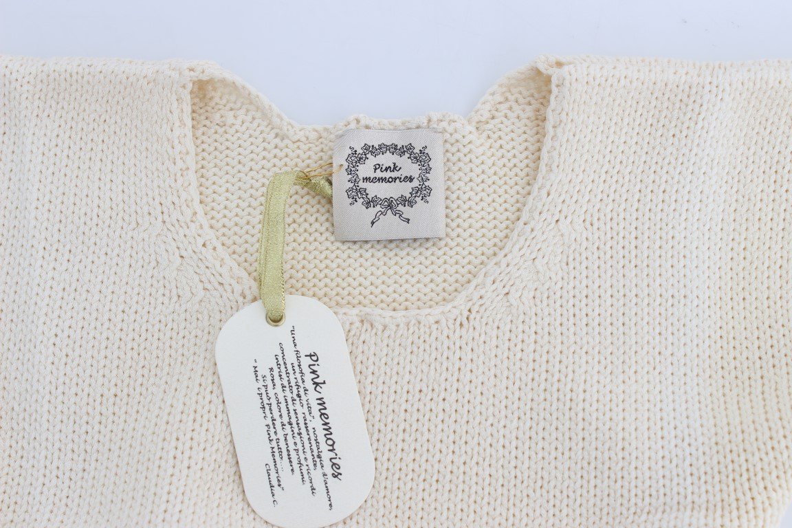 Beige Cotton Blend Knitted Sleeveless Sweater