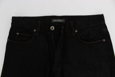 Blue Cotton Silk Denim Straight Fit Jeans