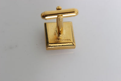 Clear Orange Crystal Gold Brass Cufflinks