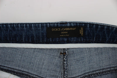 Blue Wash Torn Cotton Boyfriend Fit Jeans