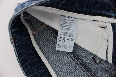 Blue Wash Torn Cotton Boyfriend Fit Jeans