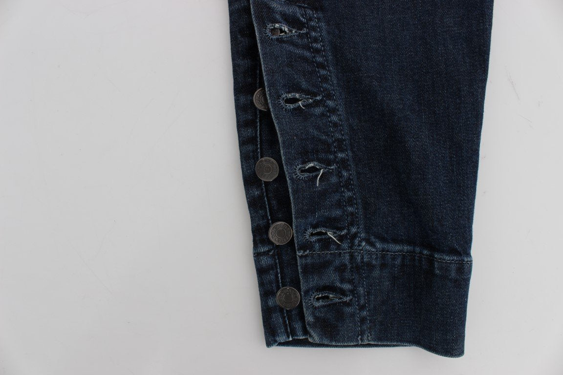 Blue Cotton Stretch Cargo Jeans