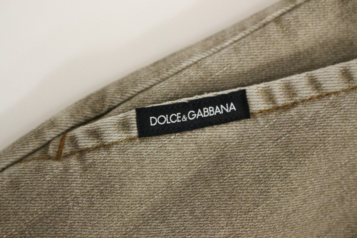 Brown Cotton Cropped Jeans Pants