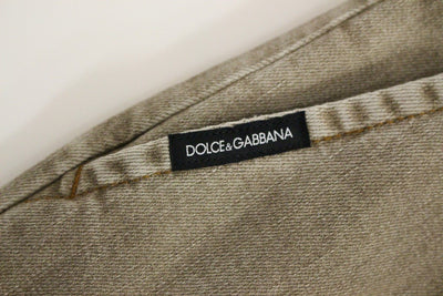 Brown Cotton Cropped Jeans Pants