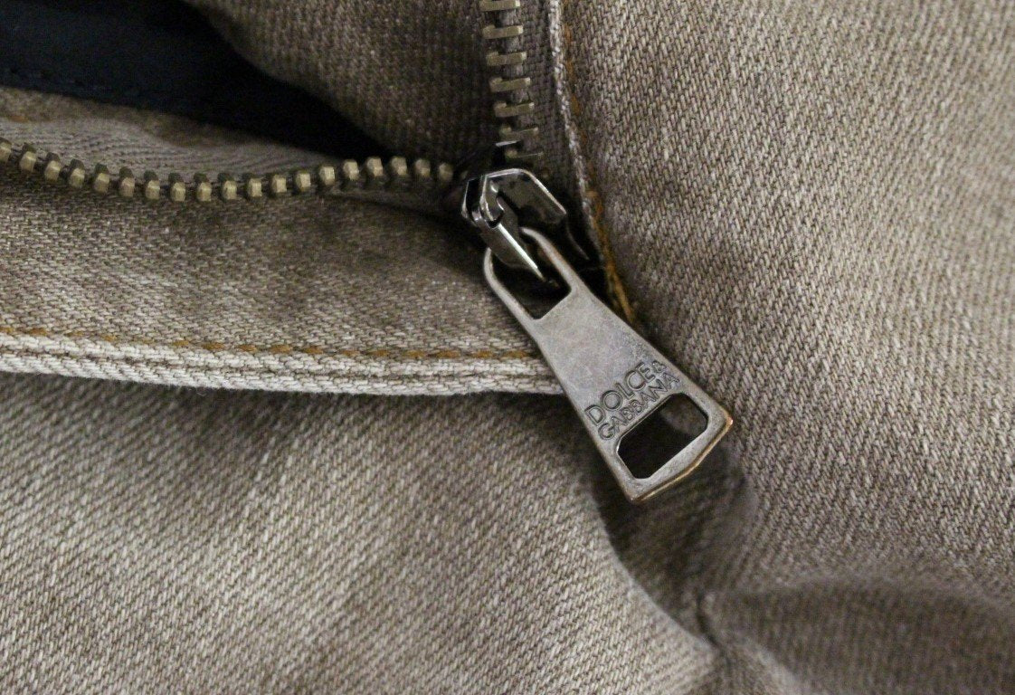 Brown Cotton Cropped Jeans Pants