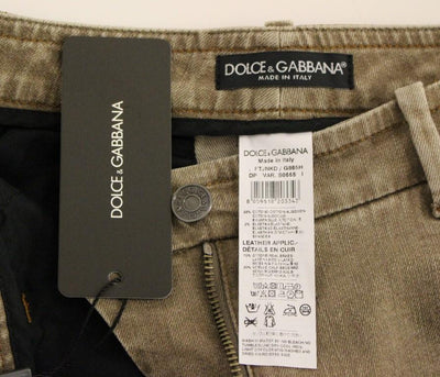 Brown Cotton Cropped Jeans Pants
